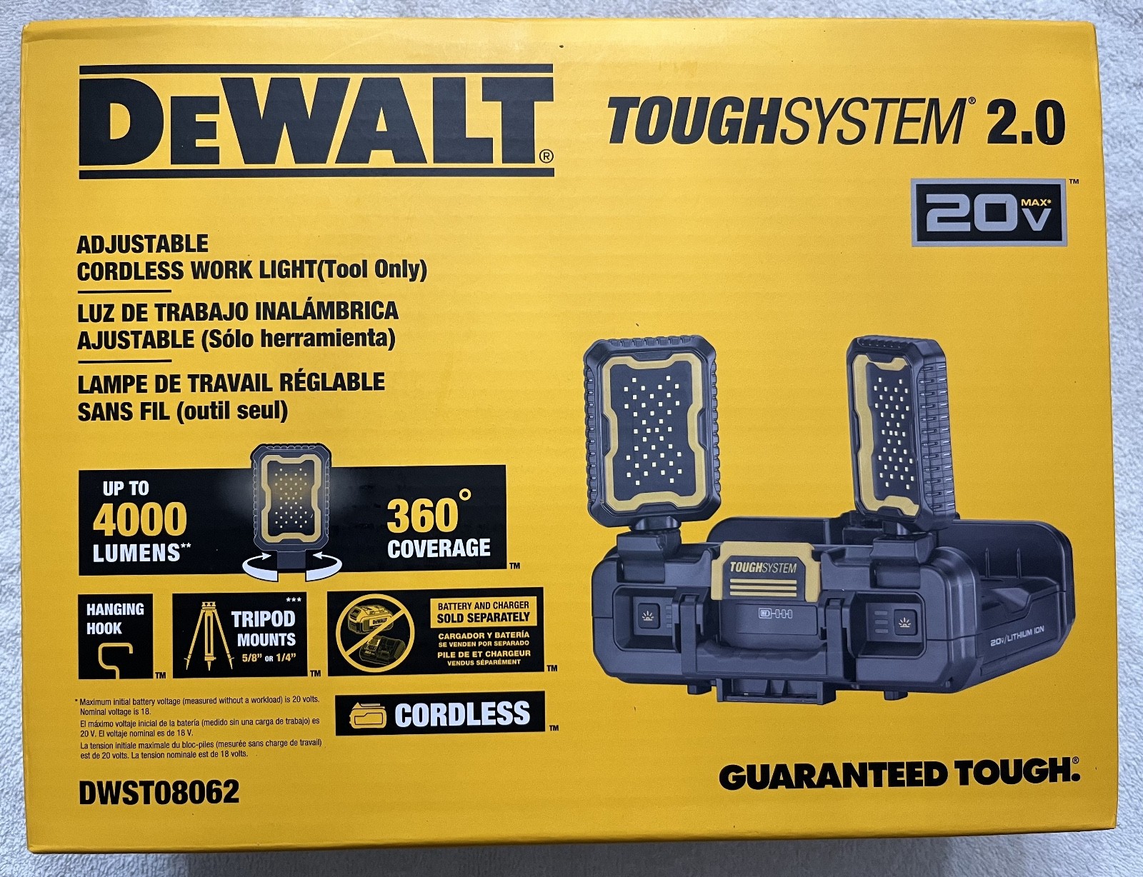 New Dewalt DWST08062 20V Max Toughsystem 2.0 Adjustable Cordless Worklight (NIB)