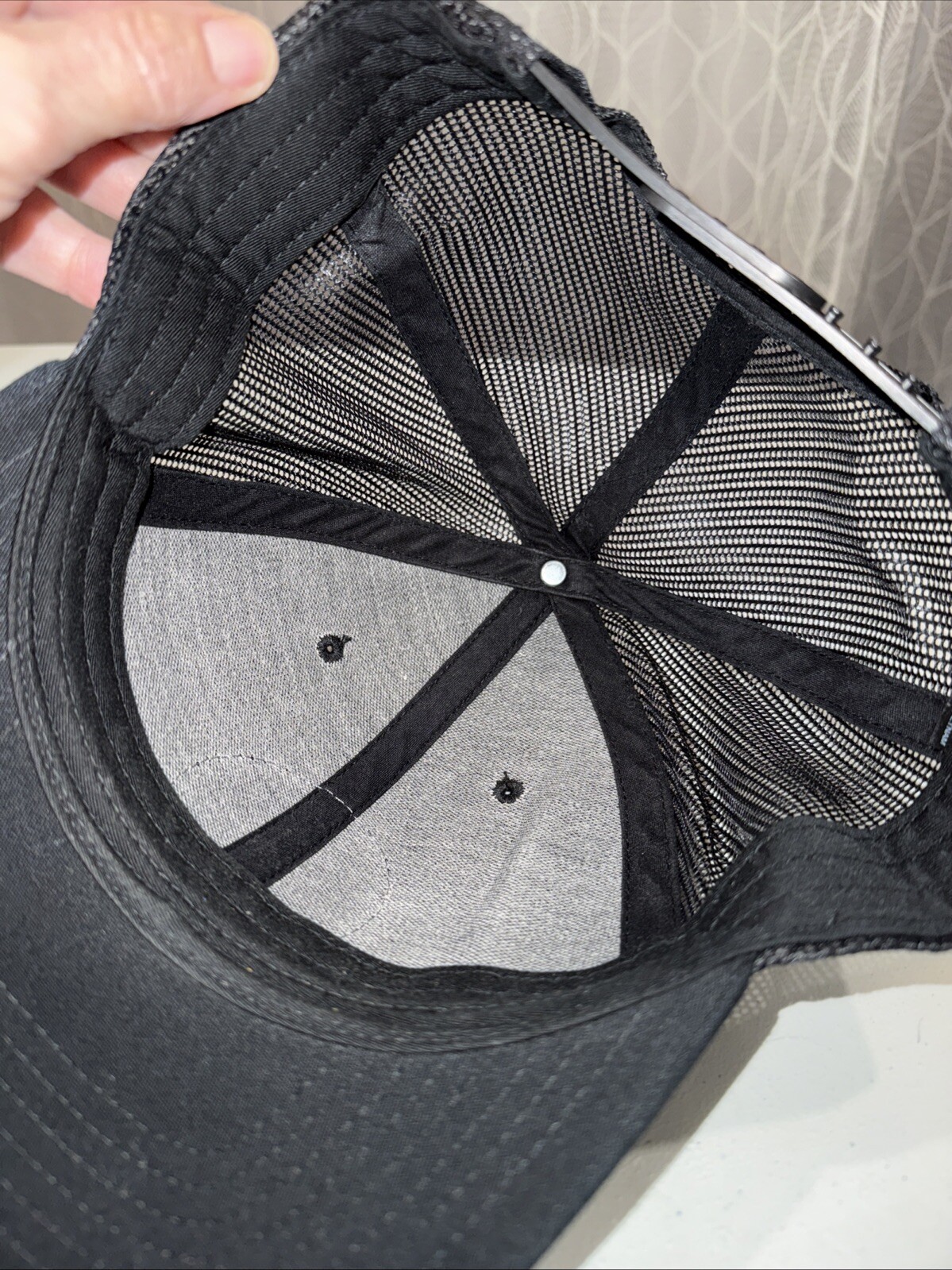 GG Good Guy Inc MMXVI Black patch on Black Trucker Hat Cap Black Mesh EUC
