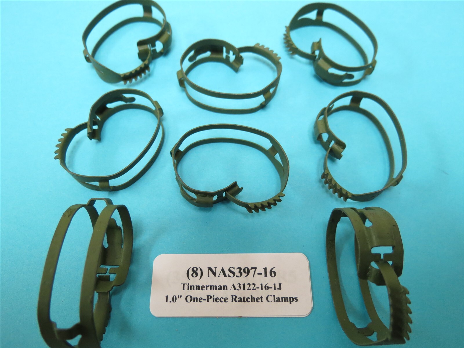 8 ea. NAS397-16 Tinnerman A3122-16-1J One-Piece Ratchet Hose Clamp .936” to 1.0”
