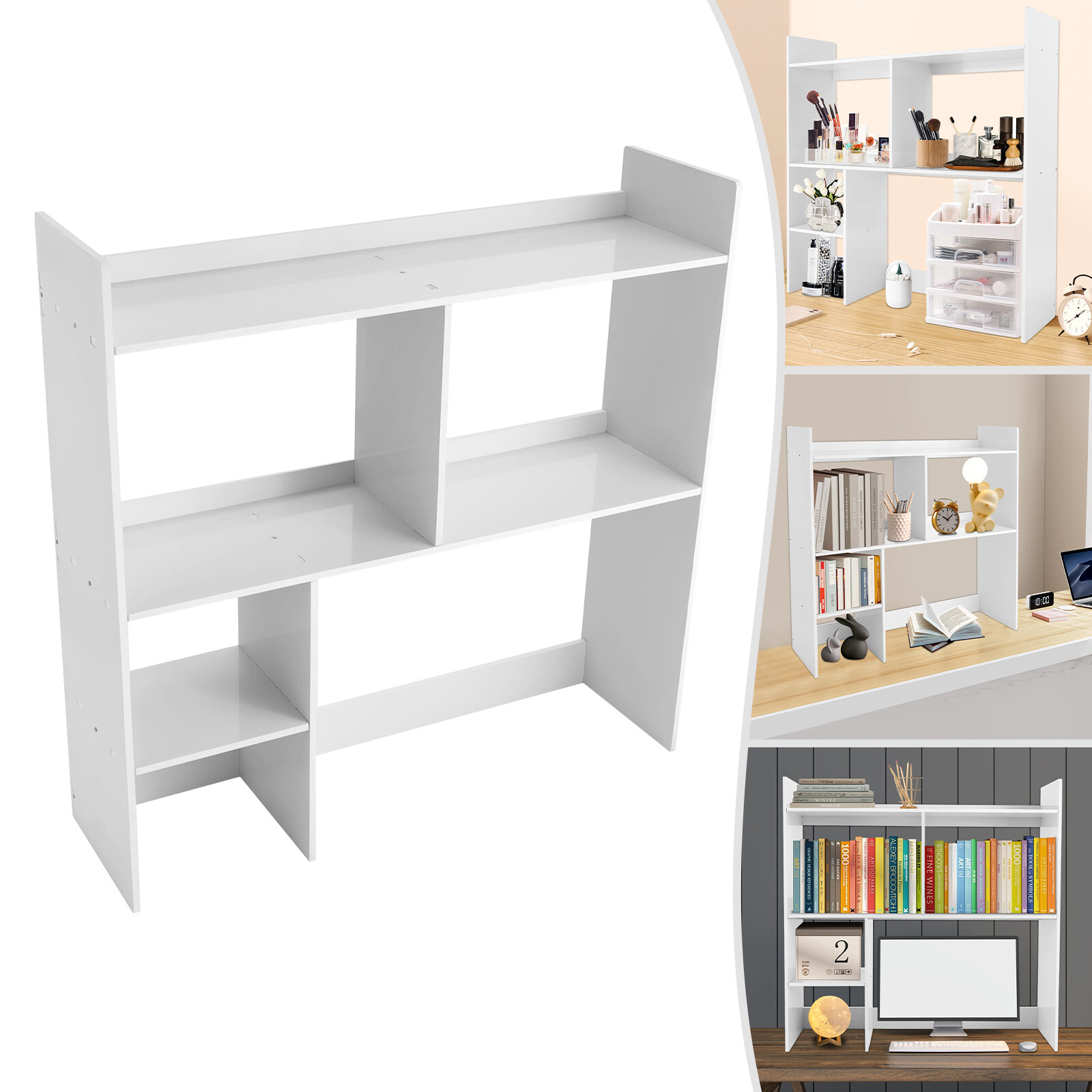 Desktop Bookshelf Plastic Desktop Storage Organizer 5 Grid for Office & Home
