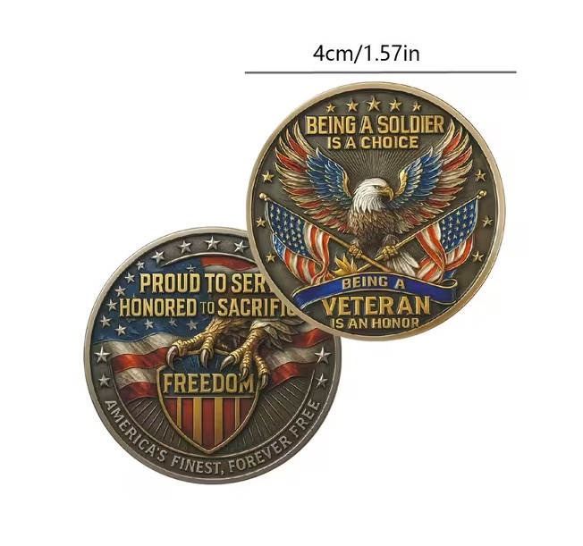 Being A Veteran Is An Honor Challenge Coin Soldier Collectable 1-pc