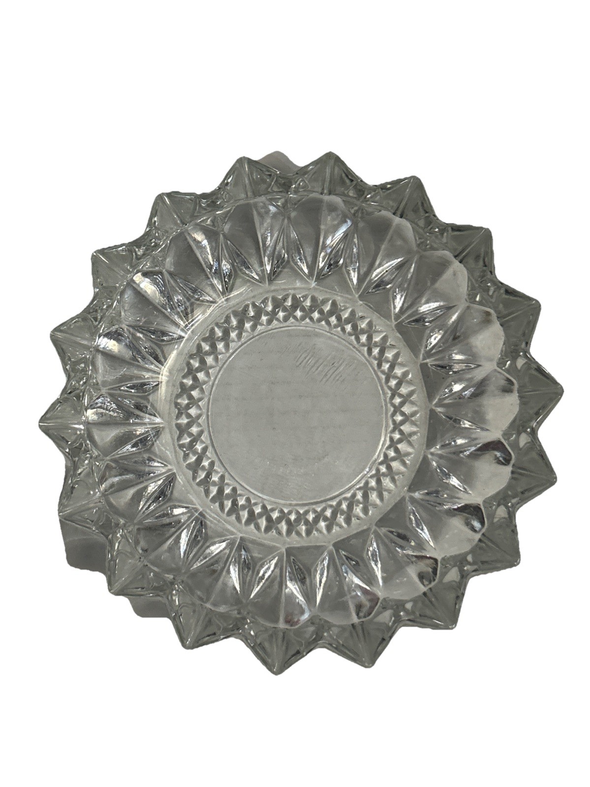 Vintage KIG Indonesia Decorative Diamond Cut Crystal Candy Bowl Trinket Dish 6”