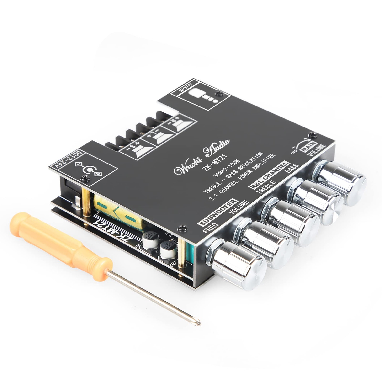 Bluetooth Power Amplifier Board with Subwoofer 2.1 Channel 50W×2+100W, Black