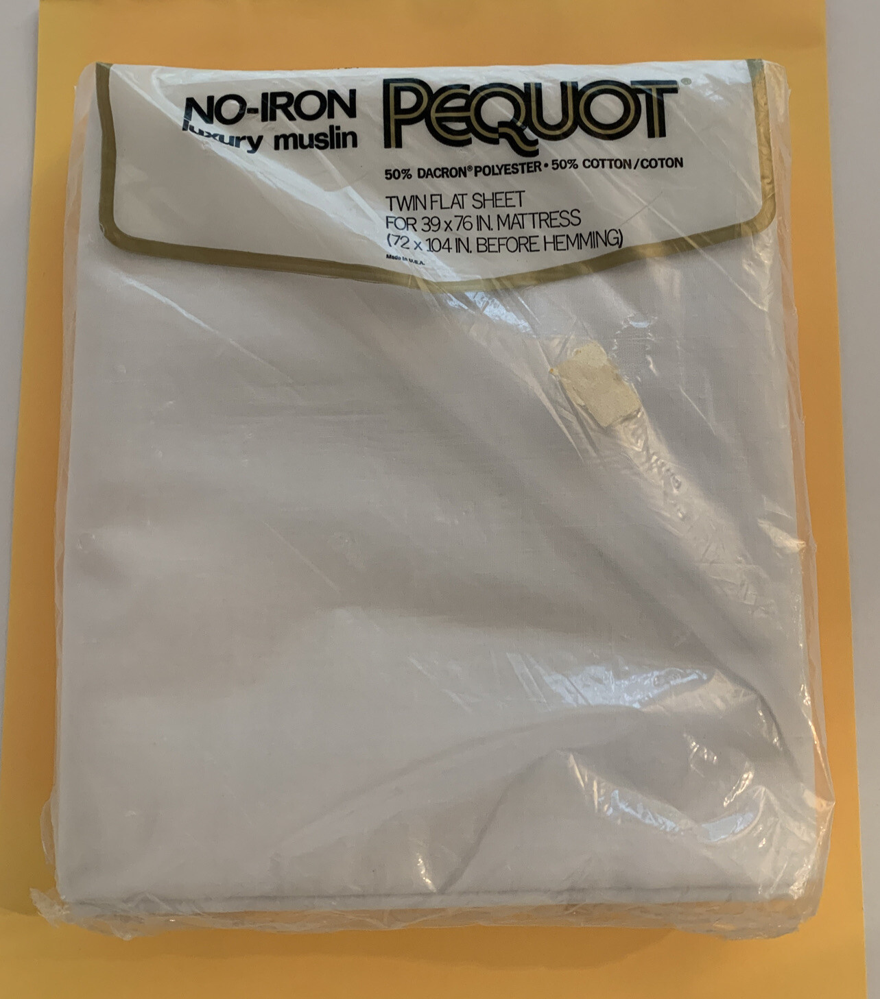 Vintage Twin Flat No Iron Sheet Luxury Muslin White Pequot 72” X 104” NOS