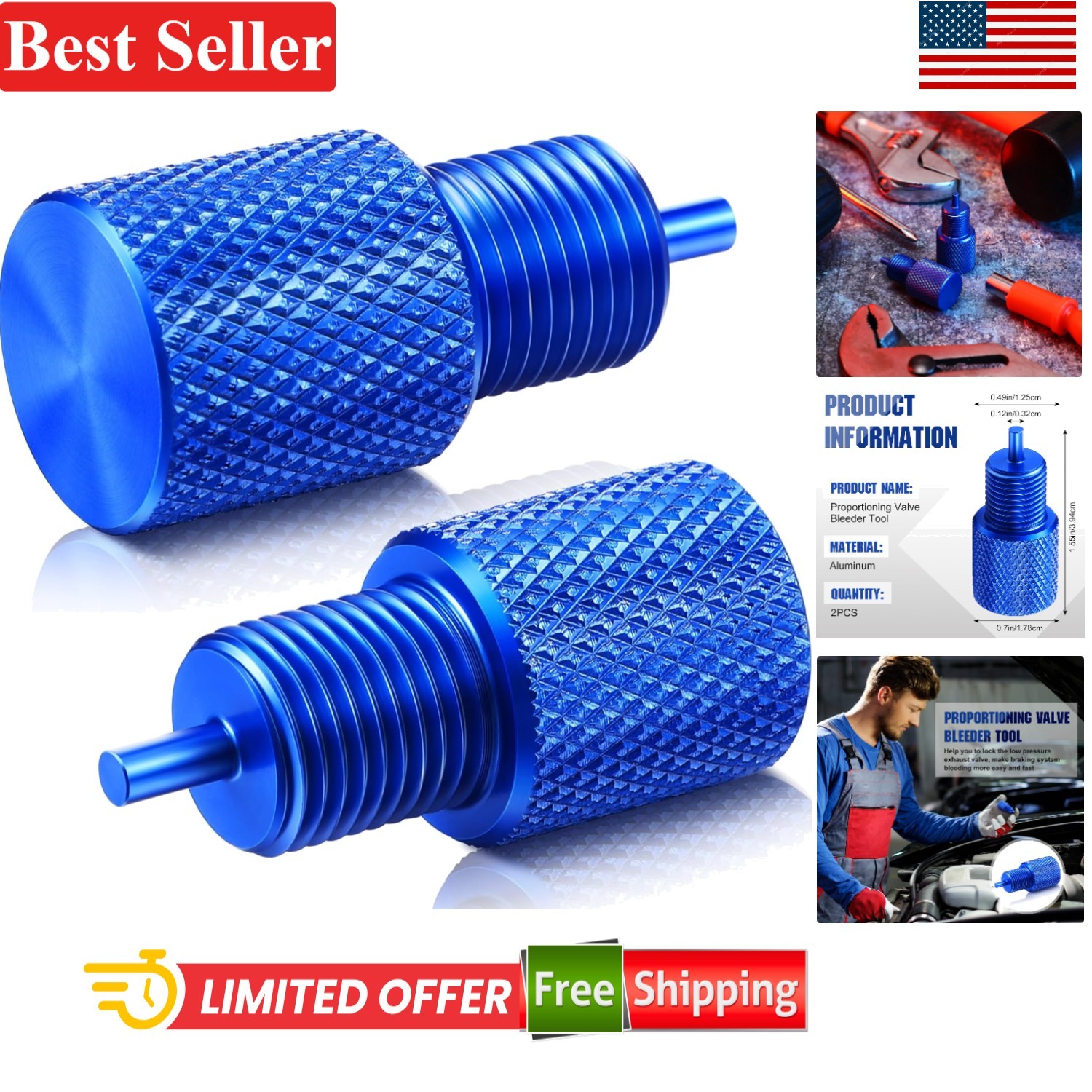 Brake Proportioning Valve Bleeder Tool Kit Compatible With Disc/Drum PV2 PV4