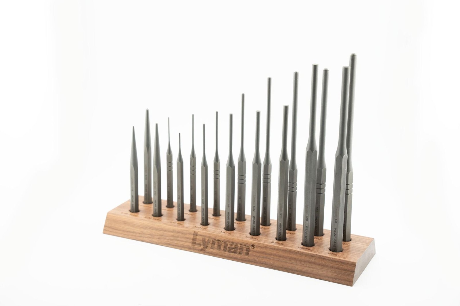 Lyman® Ultimate Armorer's 18 Piece Hex Punch Set w/ Engraved Walnut Bench Block