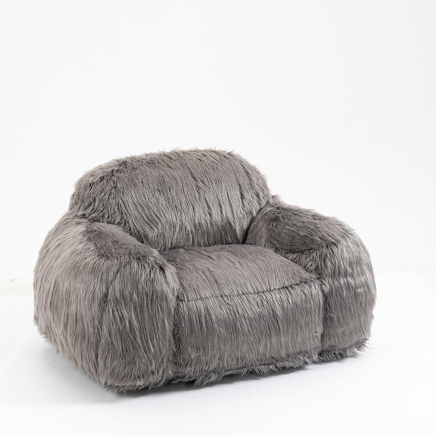 Modern Bean Bag Chair Lazy Sofa, Faux Fur High Density Foam Padded Accent Cha...