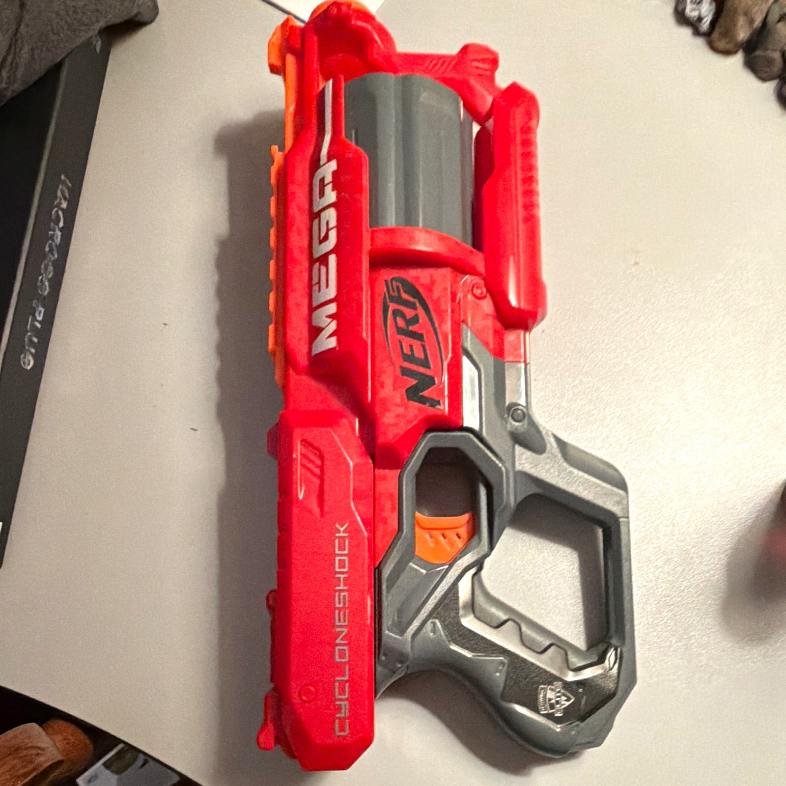 NERF Mega CycloneShock Foam Dart Blaster Red Gray Orange A3621