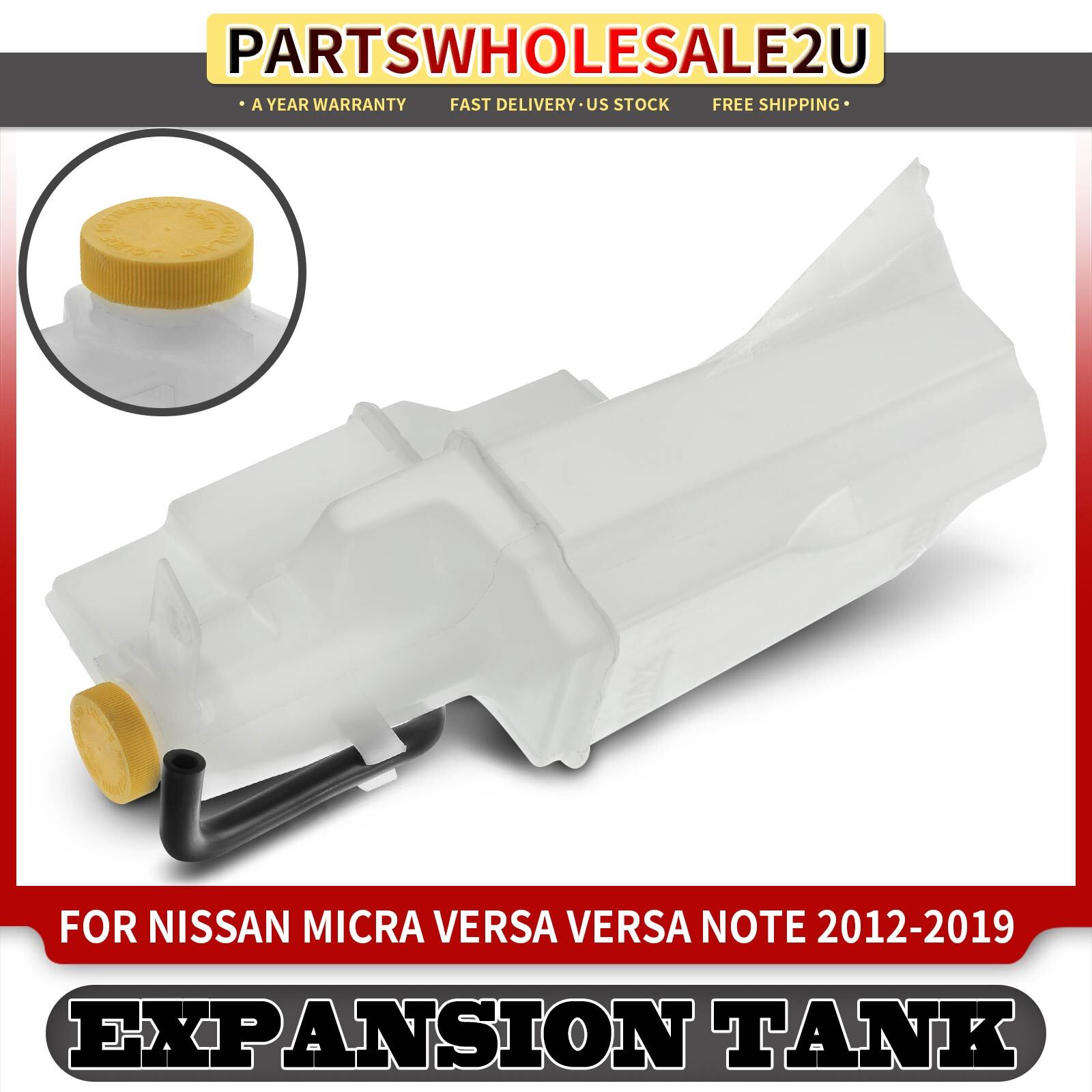 Pressurized Coolant Reservoir w/ Cap for Nissan Versa 2012-2019 Versa Note Micra