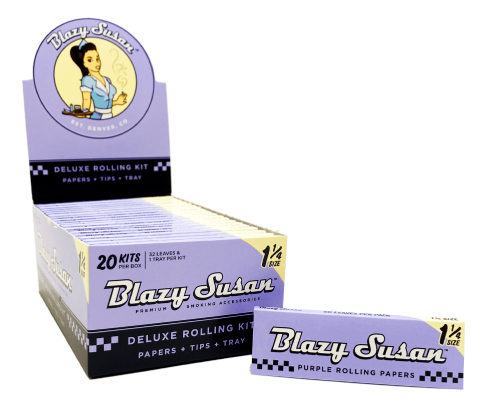 Blazy Susan 50 Booklet  1 1/4 Purple Rolling Papers  50 Papers Per Pack