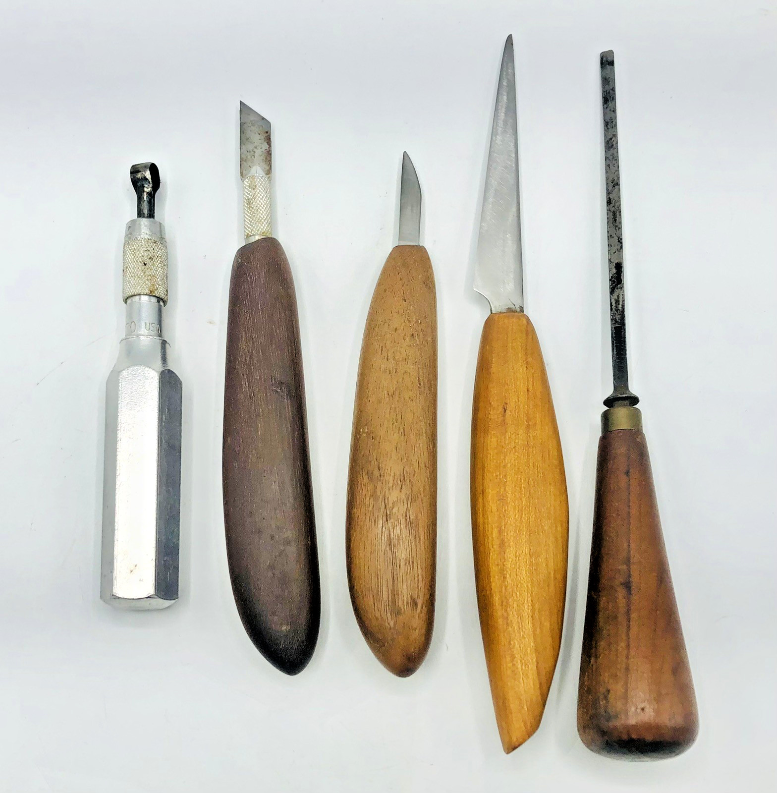 Lot 5 WOOD CARVING KNIFE SET WOODCARVING KNIVES CUSTOM Rare Whittling Blade Duck