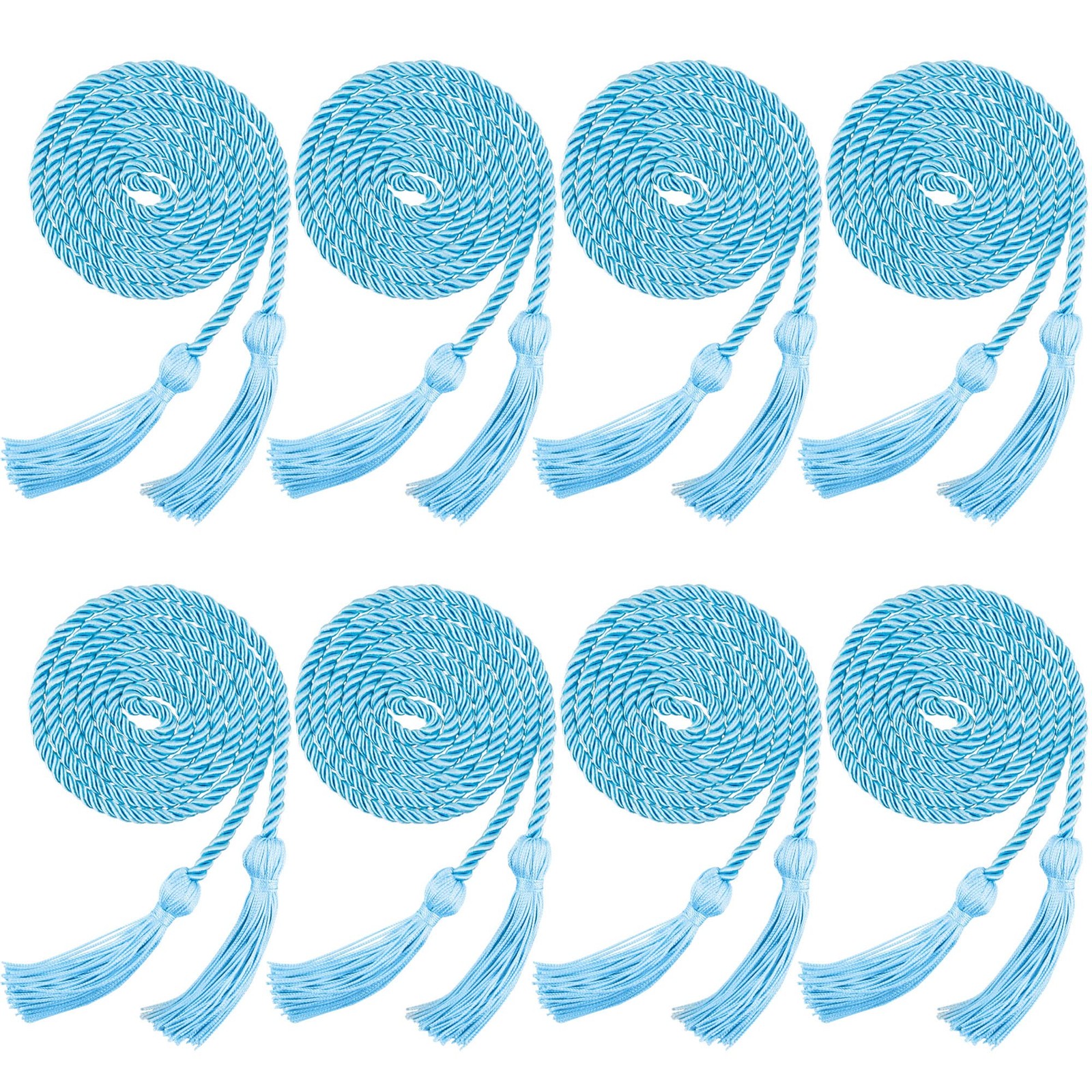 8 PCS Sky Blue Yarn Graduation Honor Cords With Tassel For College Student