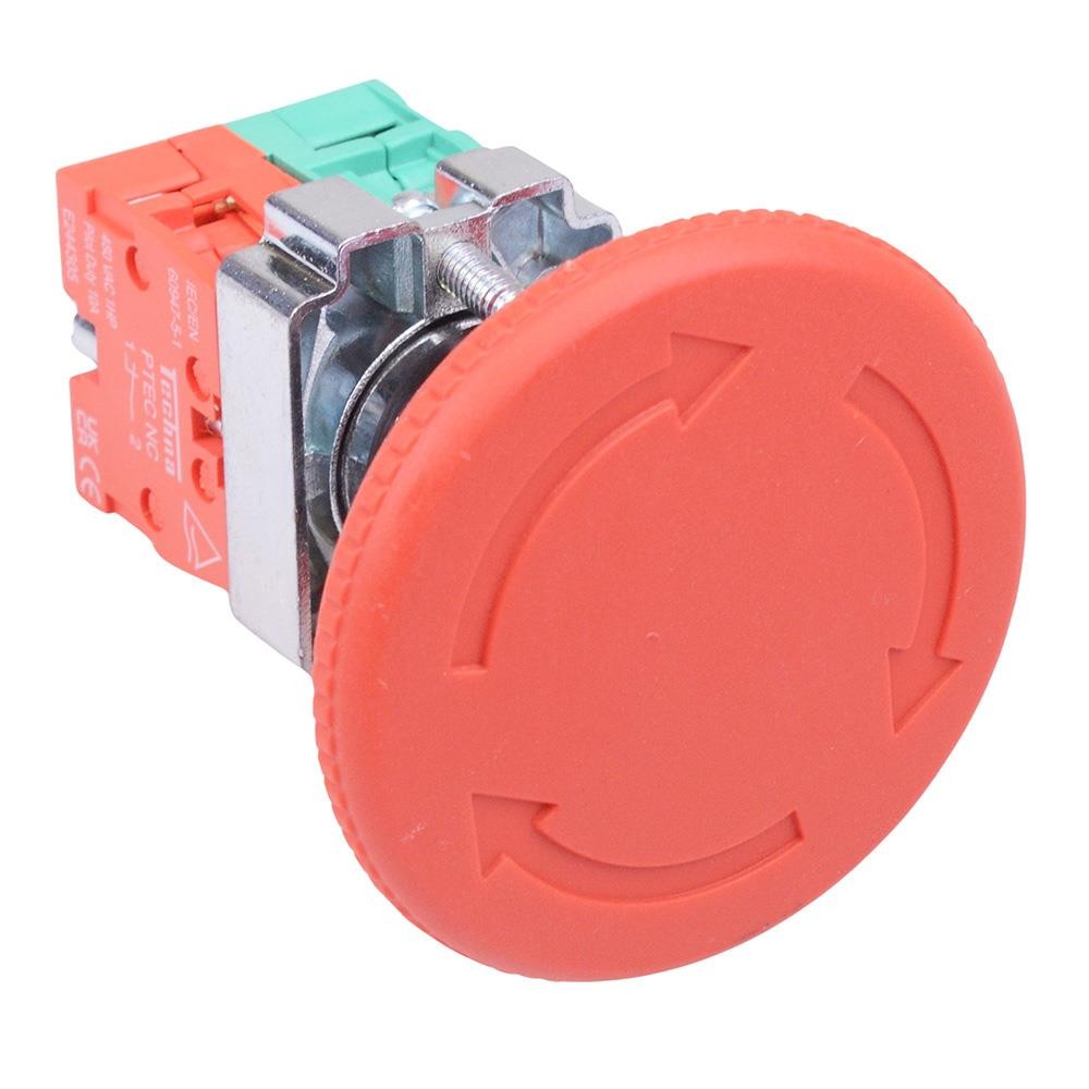 Techna PtecMetMushT60 60mm Emergency Stop Button Switch 10A 1NO-1NC