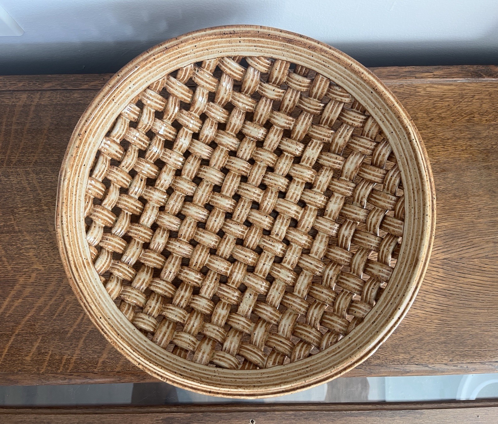 Vintage Ceramic Basket Bowl | Braided Ceramic...