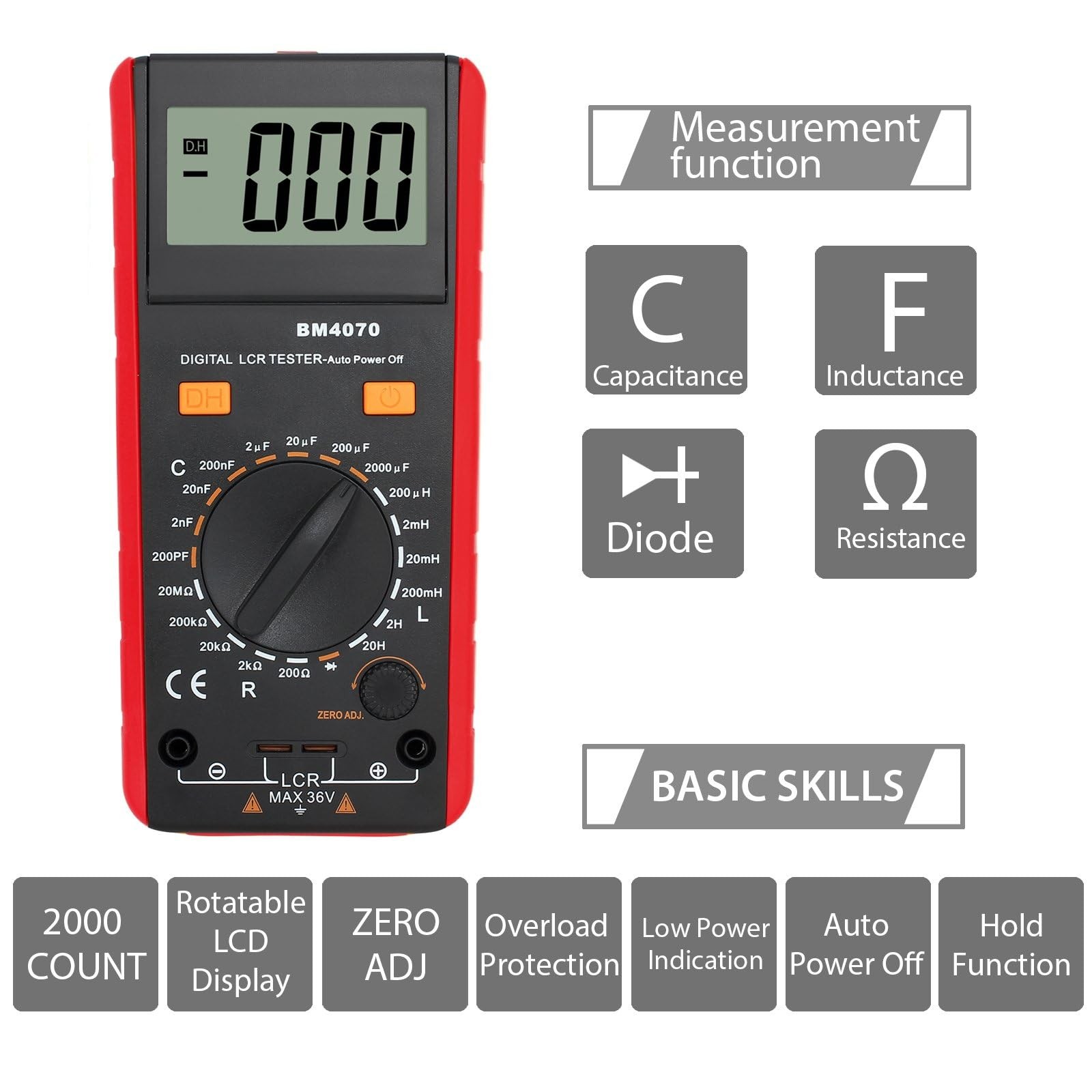 Lcr Meter Lcd Capacitance Inductance Resistance Tester Measuring Meter Selfdisch