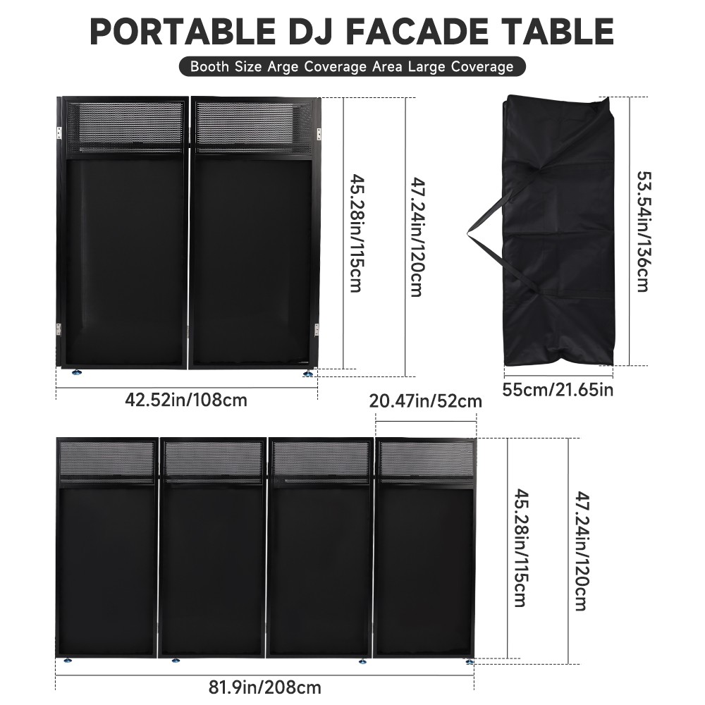 Portable DJ Facade Table Station 45"*42" Event Booth Facade Metal Foldable Frame