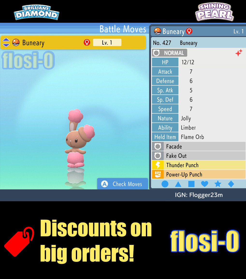 6IV Shiny Buneary Pokemon Brilliant Diamond and Shining Pearl