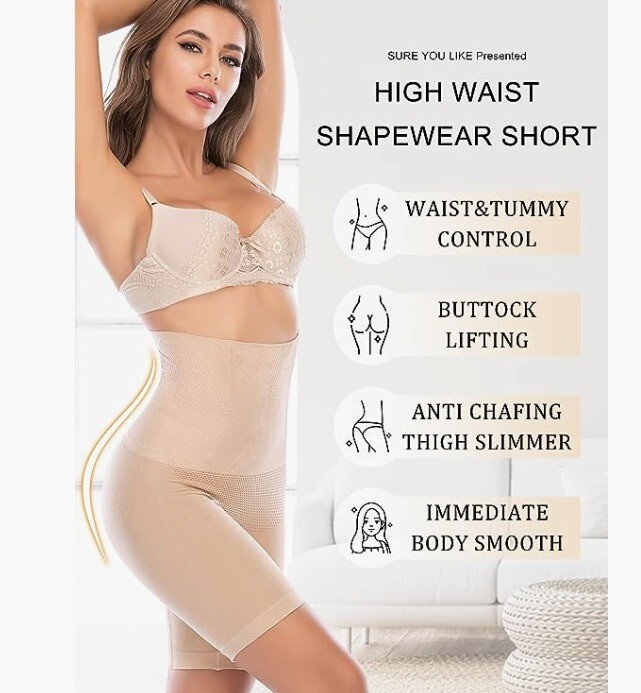 SURE YOU LIKE Women Tummy Control Shapewear Shorts High Waist Anti Chafing
