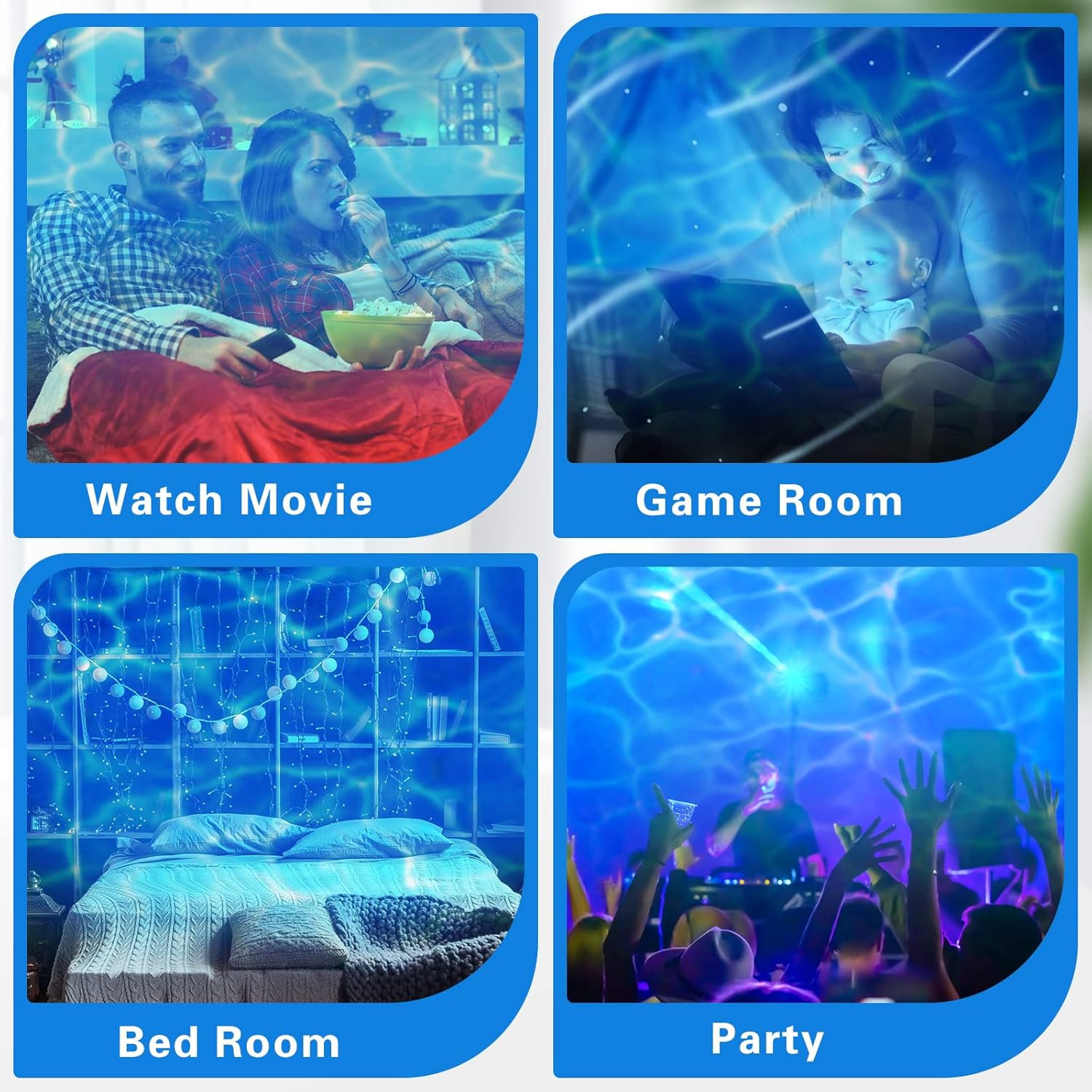 6 Pcs Water Effect Projector Light Winter LED Ocean Wave Projector Water Wave Ef
