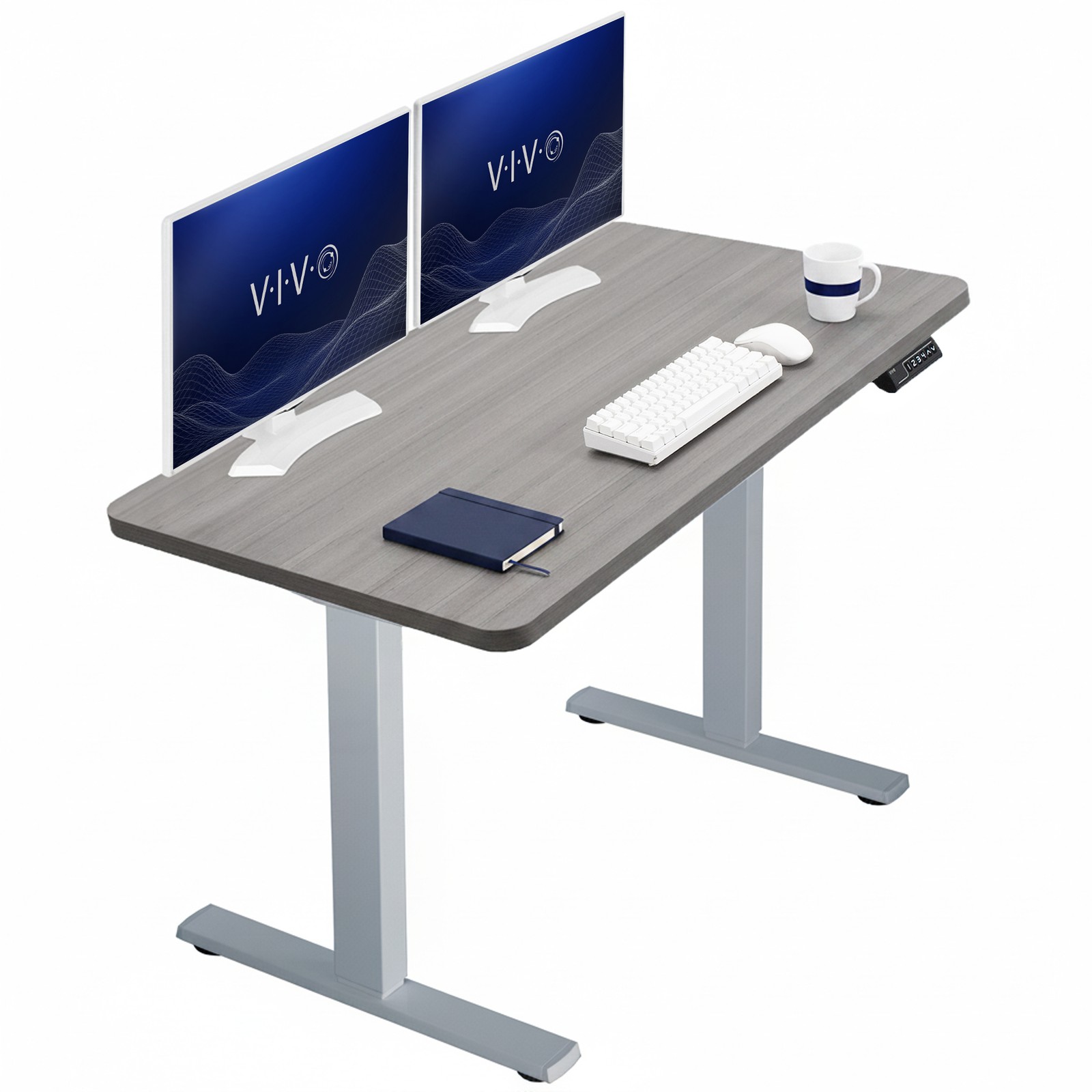 VIVO Electric 43” x 24” Stand Up Desk | Dark Gray Table Top, Gray Frame