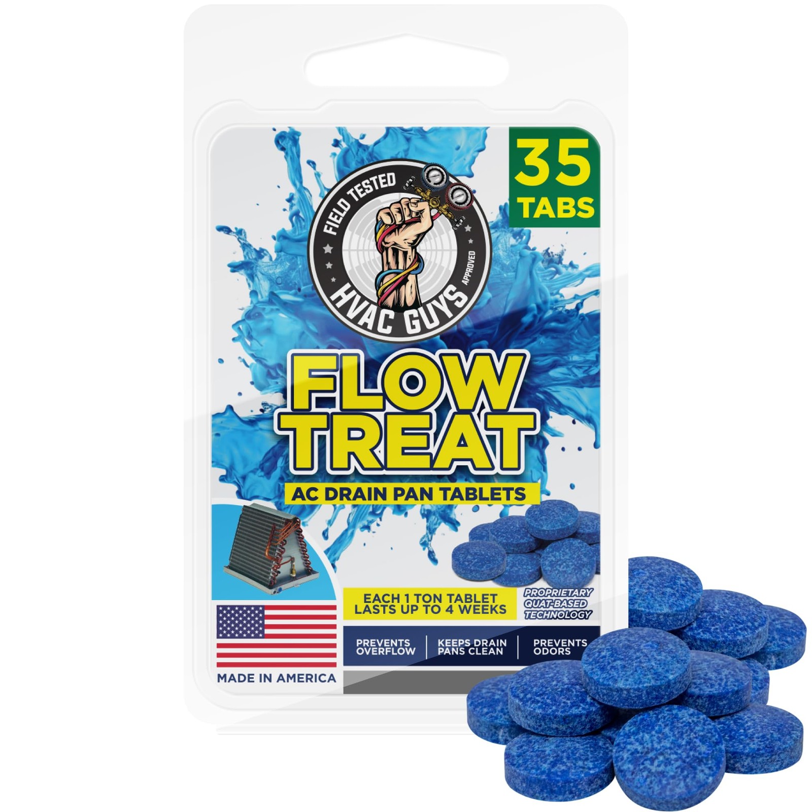HVAC Guys AC Drain Pan Tablets 35PK | Flow Treat Prevents 35