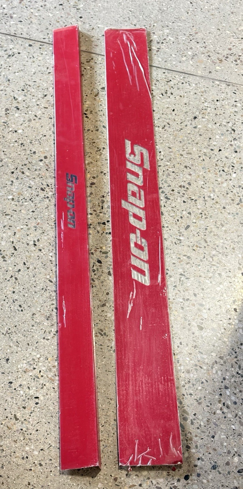 2-Snap On Tools Box Chest Red Metal Signage Decal Adhesive Backed 50-1/2” Inch
