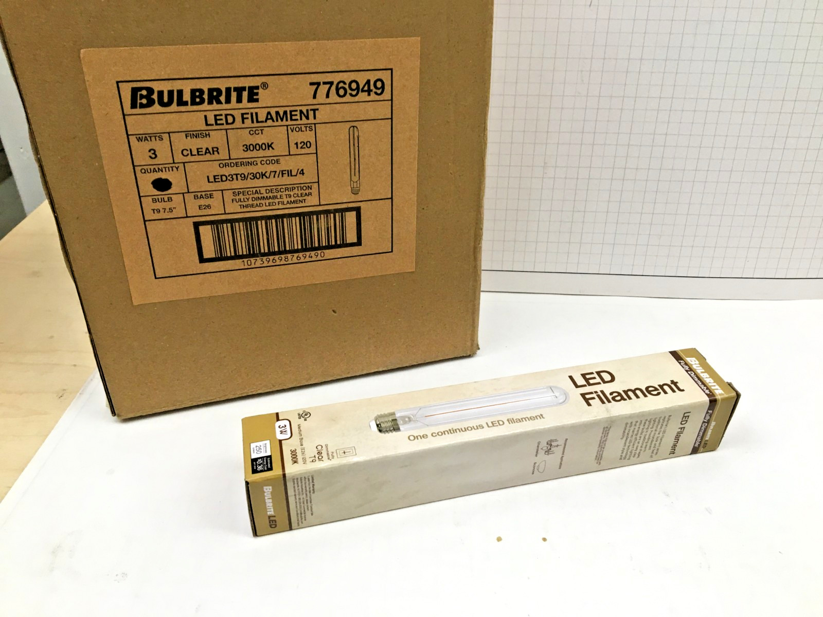 7.5" Bulbrite LED Filament T9 Medium E26 Dimmable Clear Antique 3W 3000K 776949