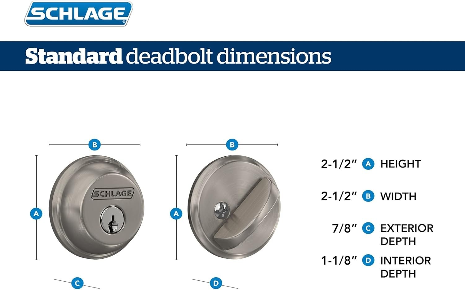 B60N625 Deadbolt, Keyed 1 Side, Bright Chrome