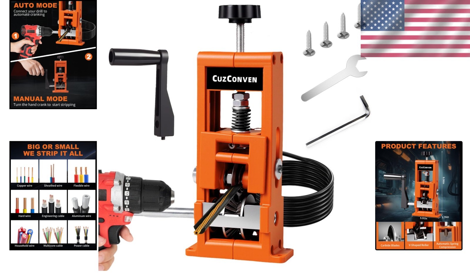 Wire Stripper Machine,0.04-1 Inch Scrapping Copper Wire Peeler Machine, Drill...