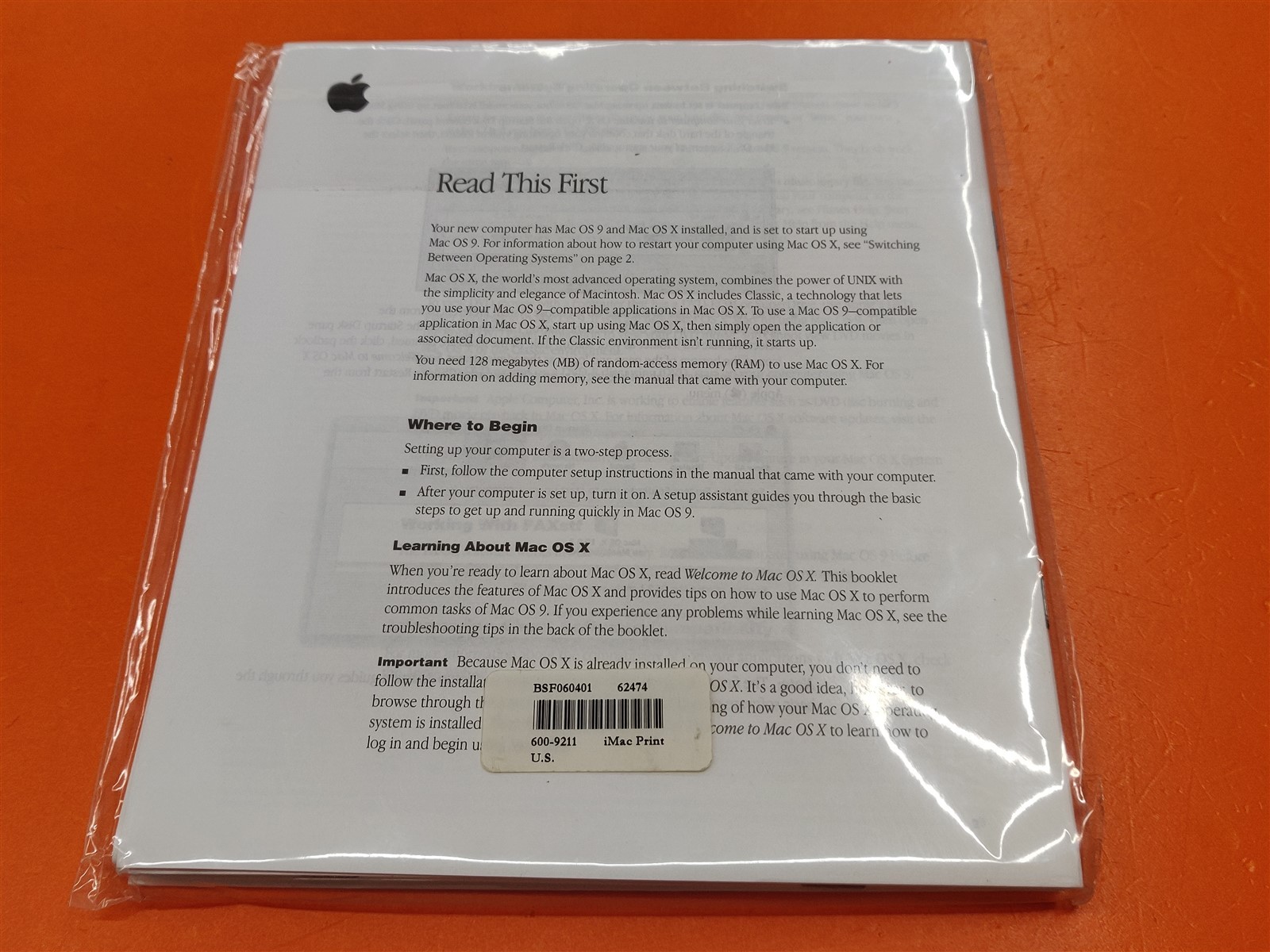 ⭐️⭐️⭐️⭐️⭐️ 2001 Full Apple iMac Setup User Guide Mac OS X Manuals + Stickers