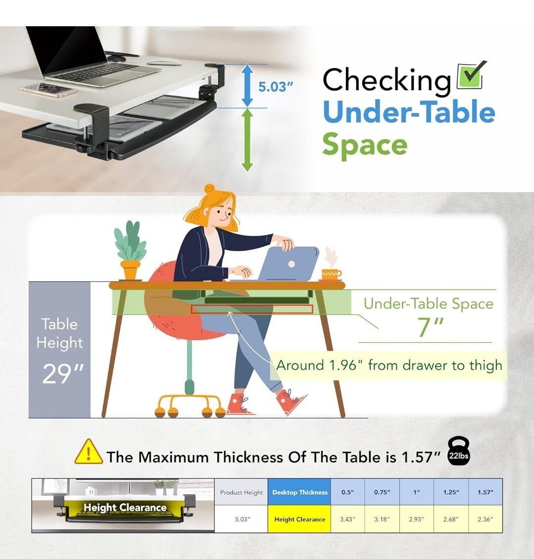 EHO Clamp-On Retractable Adjustable Keyboard Tray, Under DeskErgonomic Keyboard