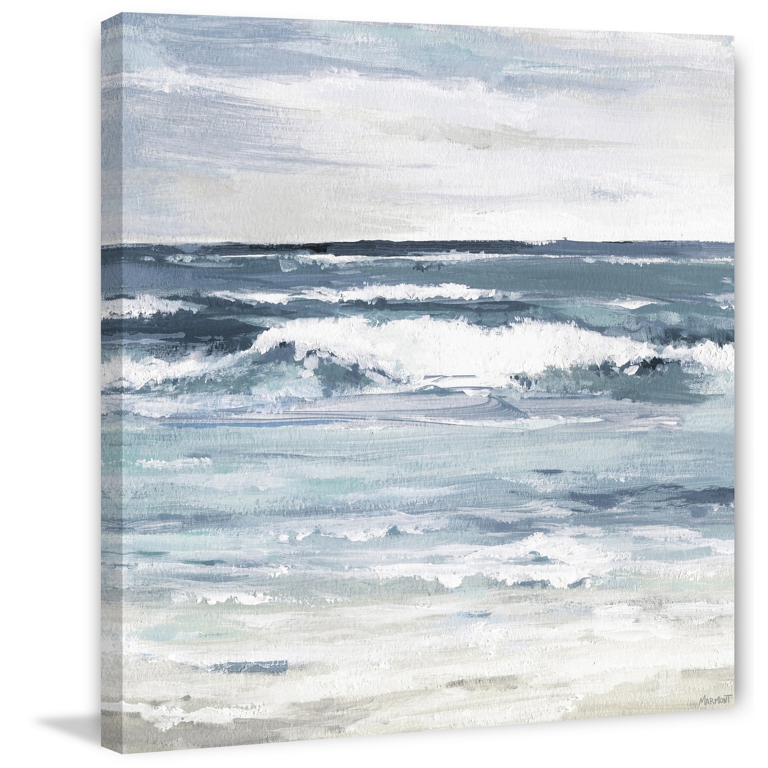 Marmont Hill White Waves Splash Painting Print on Wrapped Canvas