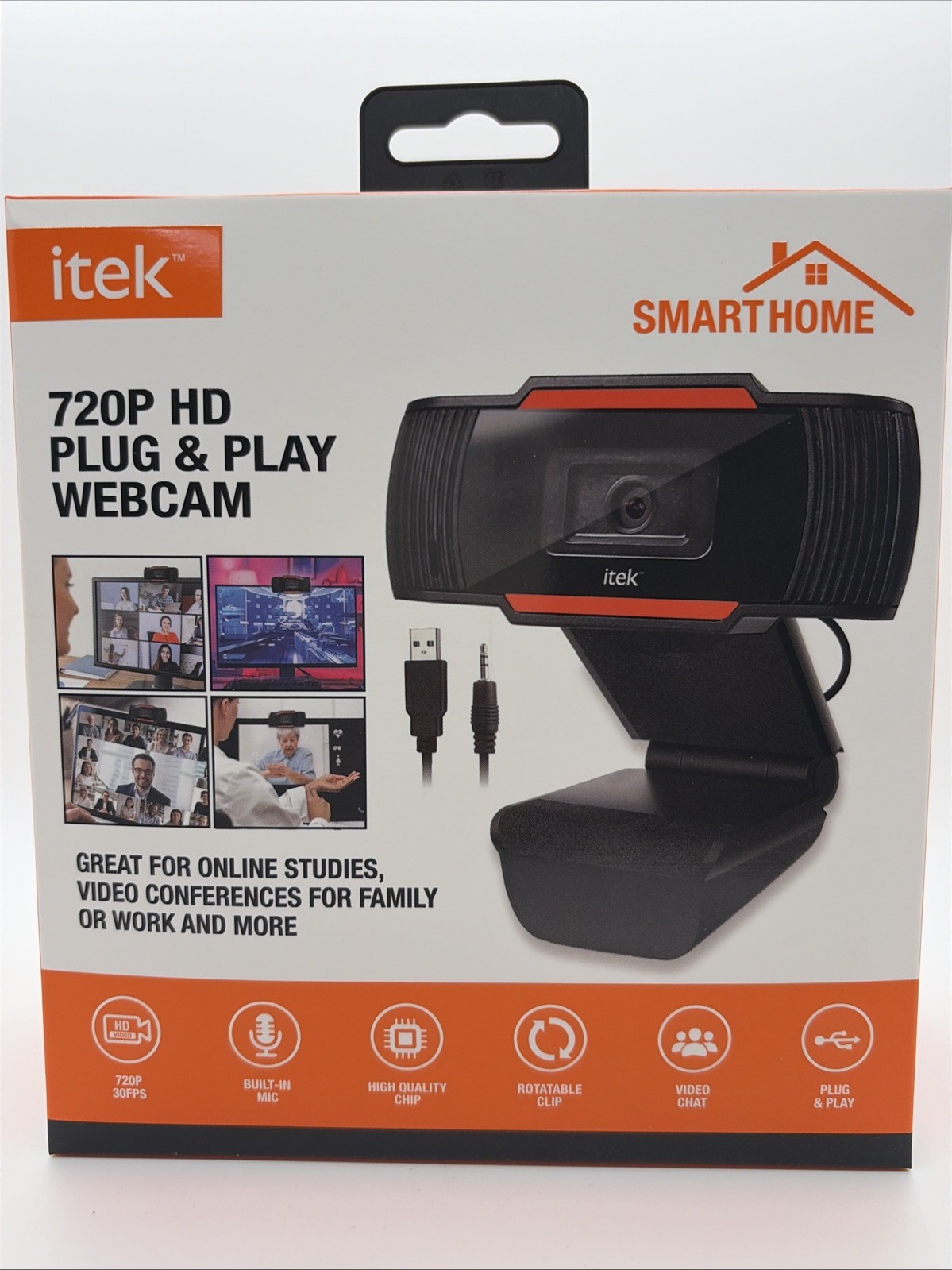 iTek Smart Home HD 720P Plug and Play Webcam w/ Built-in Microphone - 30fps   3E
