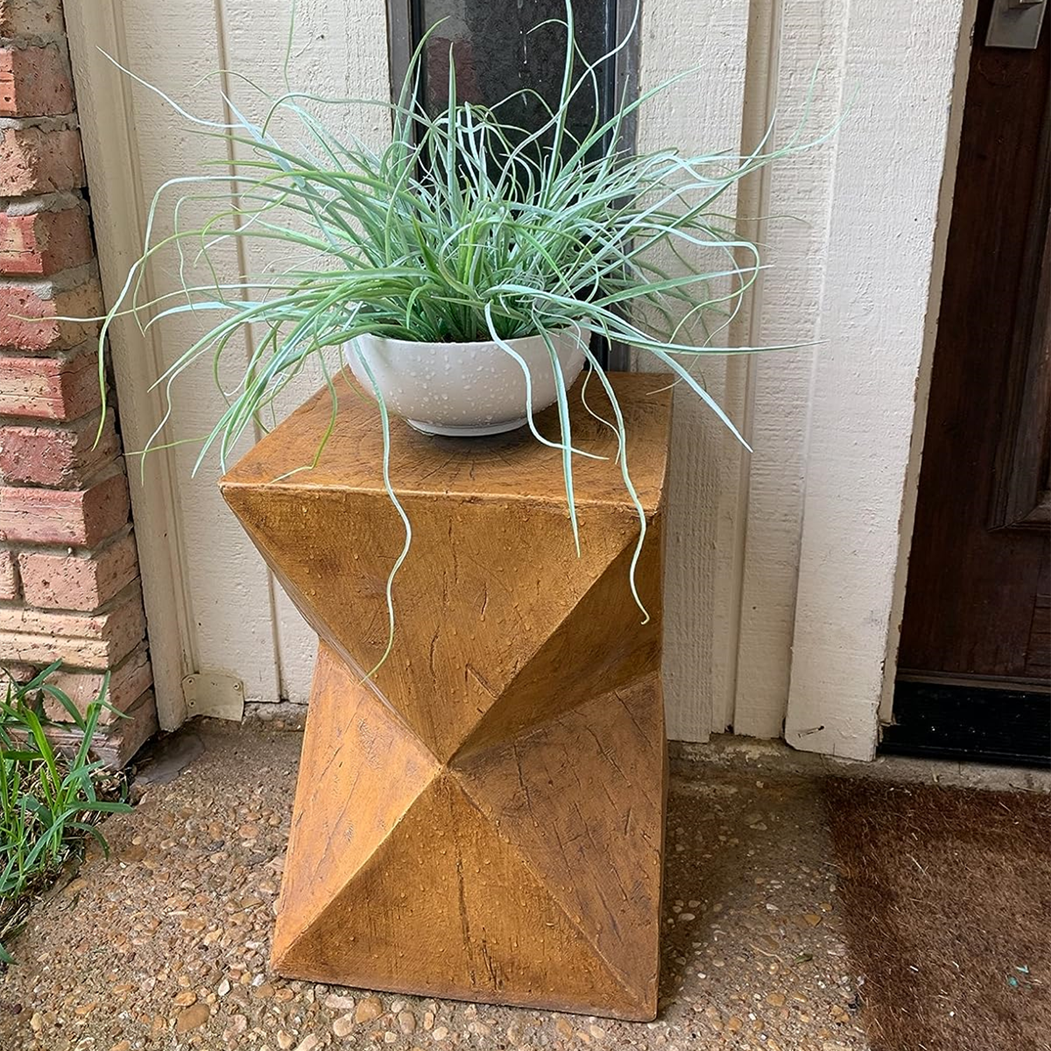 18'' Tall Unique Concrete Side Table Decor Outdoor Handmade End Table Geometric