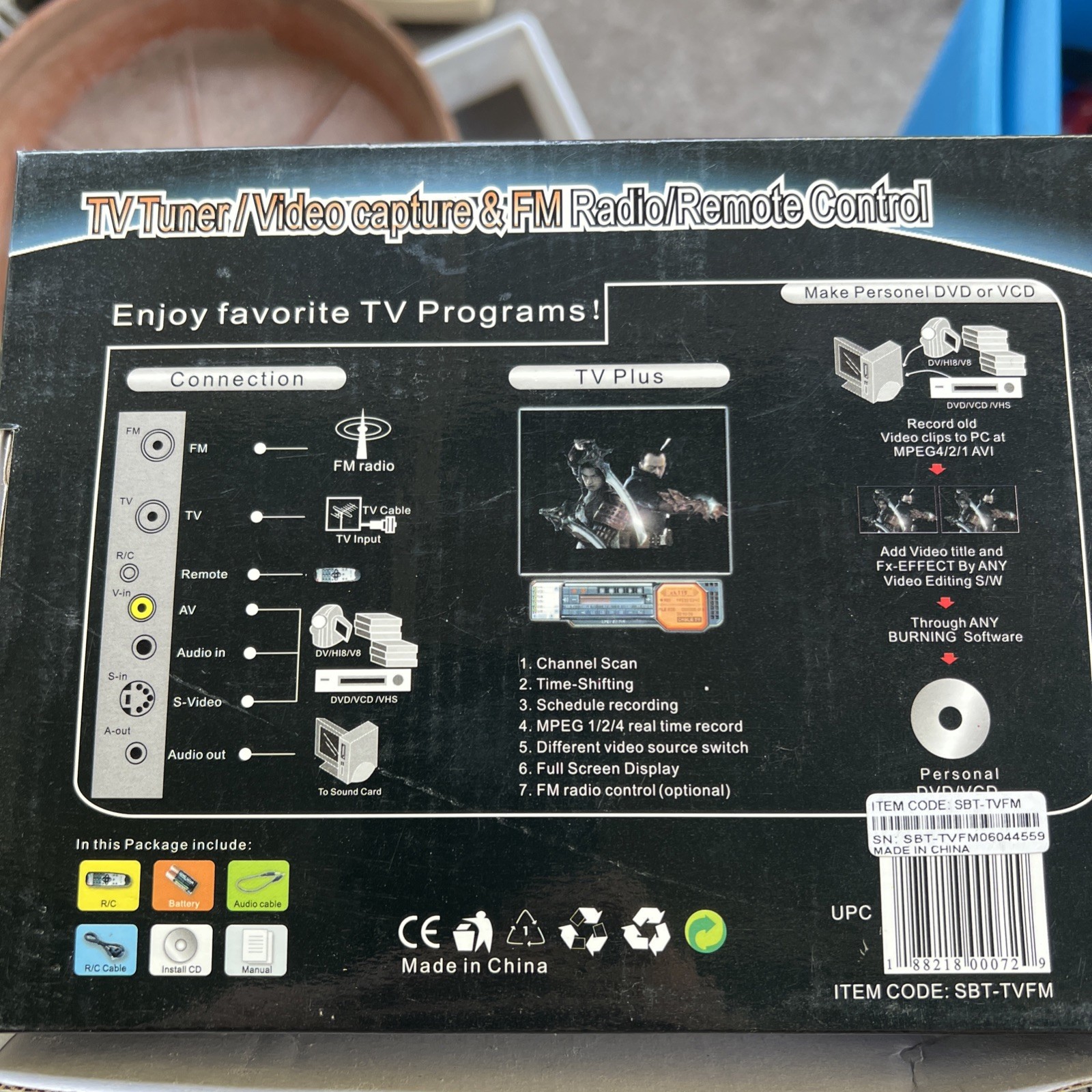 TV Tuner Video Capture Card & FM Radio + Remote Control - SBT-TVFM