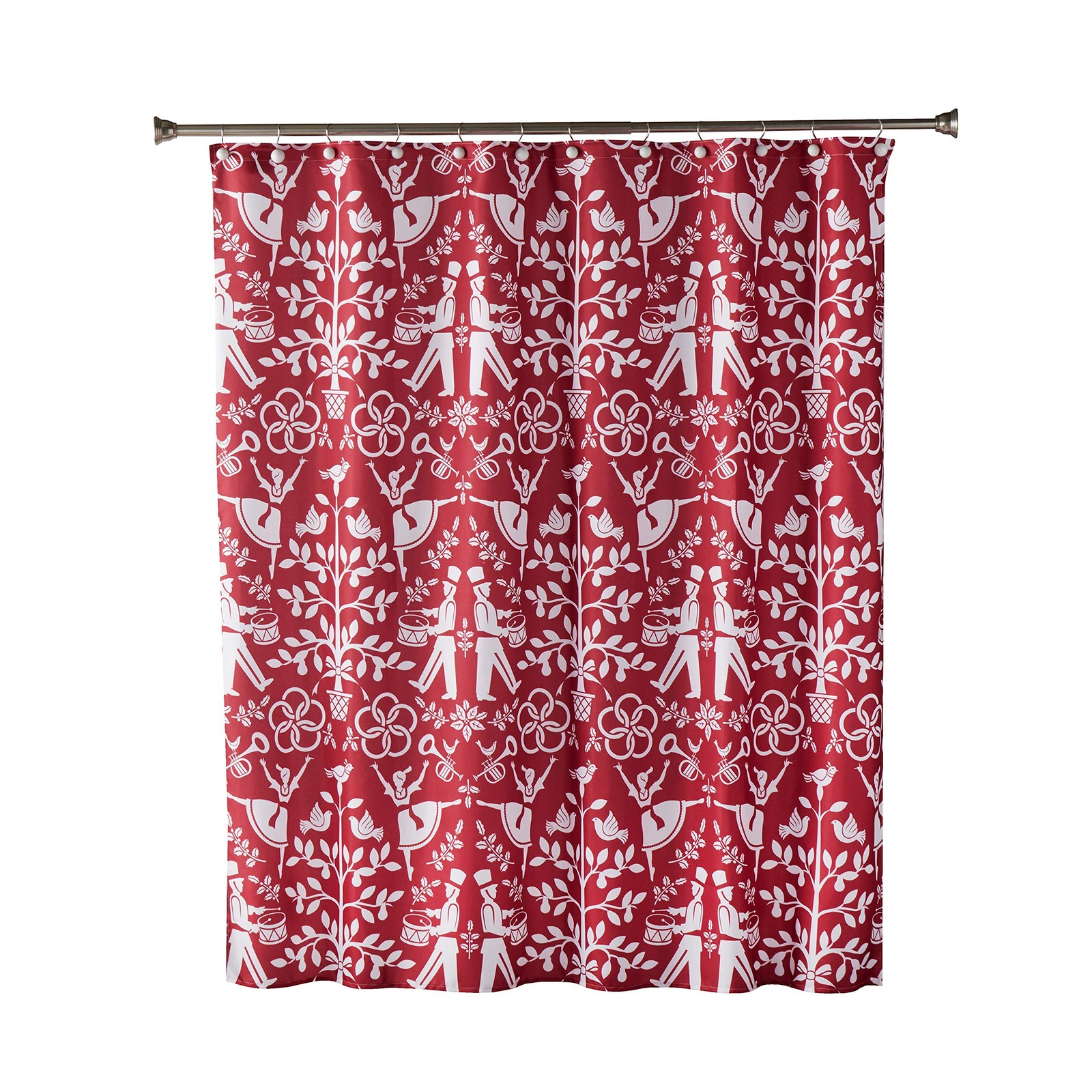 Vern Yip Christmas Carol Shower Curtain 70 x 72 Inches Red