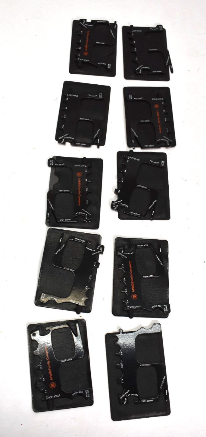 Helix Family Company Multi Tool Credit Card Wallet 13 in 1 Black Lot of 10