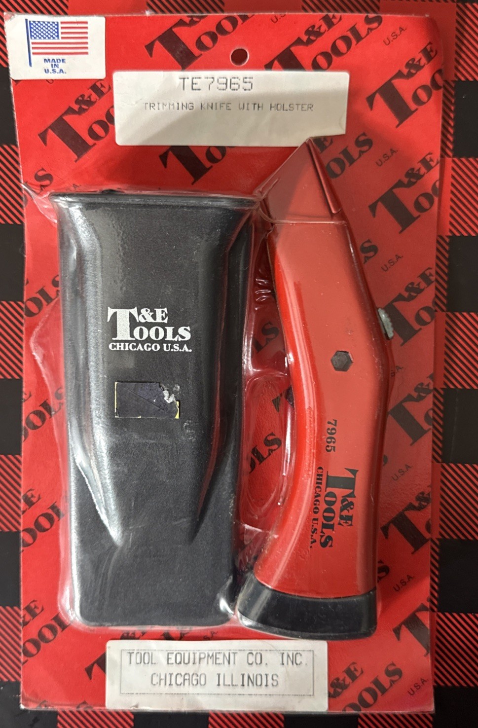 T&E TOOLS EQUIPMENT TRIMMING KNIFE W/ BELT HOLSTER UTILITY KNIFE RAZOR BLADE NOS