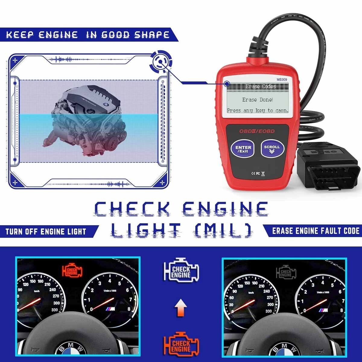 DIAGNOSTIC CODE READER ADAPTER OBD2 SCANNER FITS POLARIS ATV