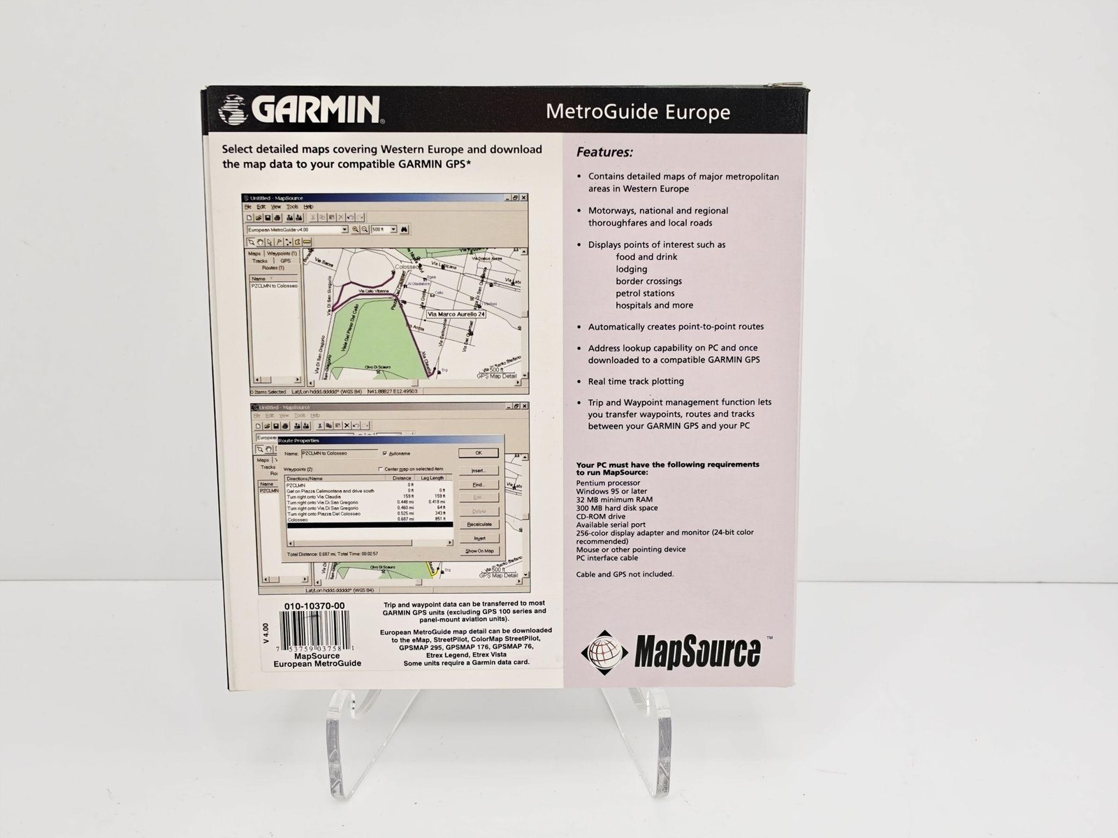 Garmin MapSource MetroGuide Europe CD-ROM Maps PC Windows Software NEW