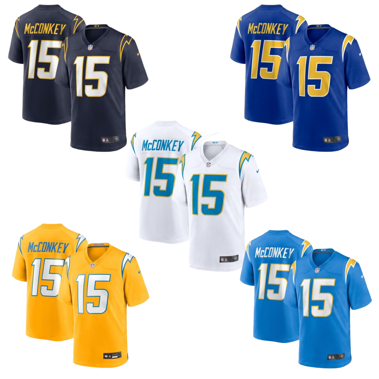 NWT Men's #15 Ladd McConkey Stitched Jersey