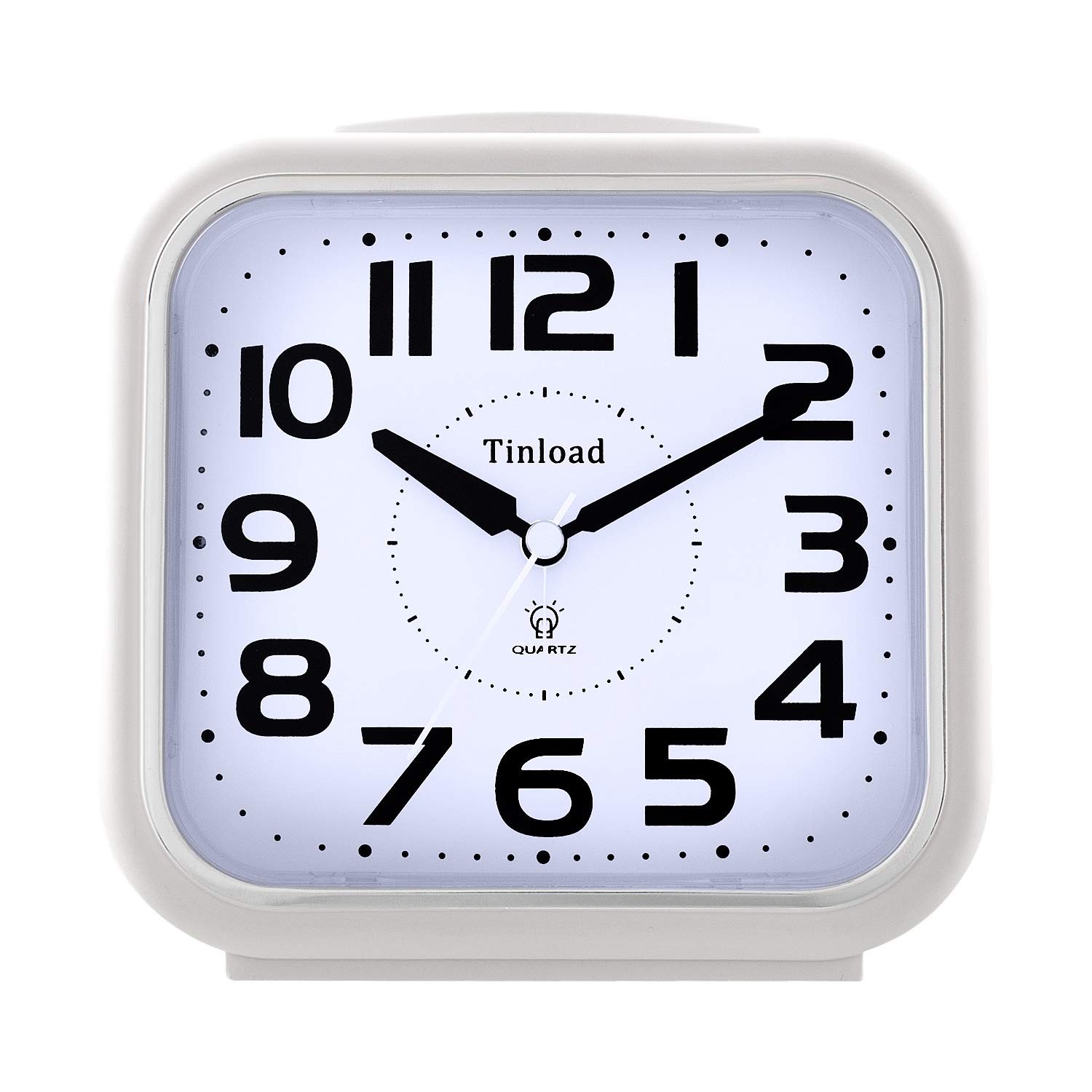Tinload 5.5" Large Analog Alarm Clock Silent Non Ticking, Gentle Wake, White