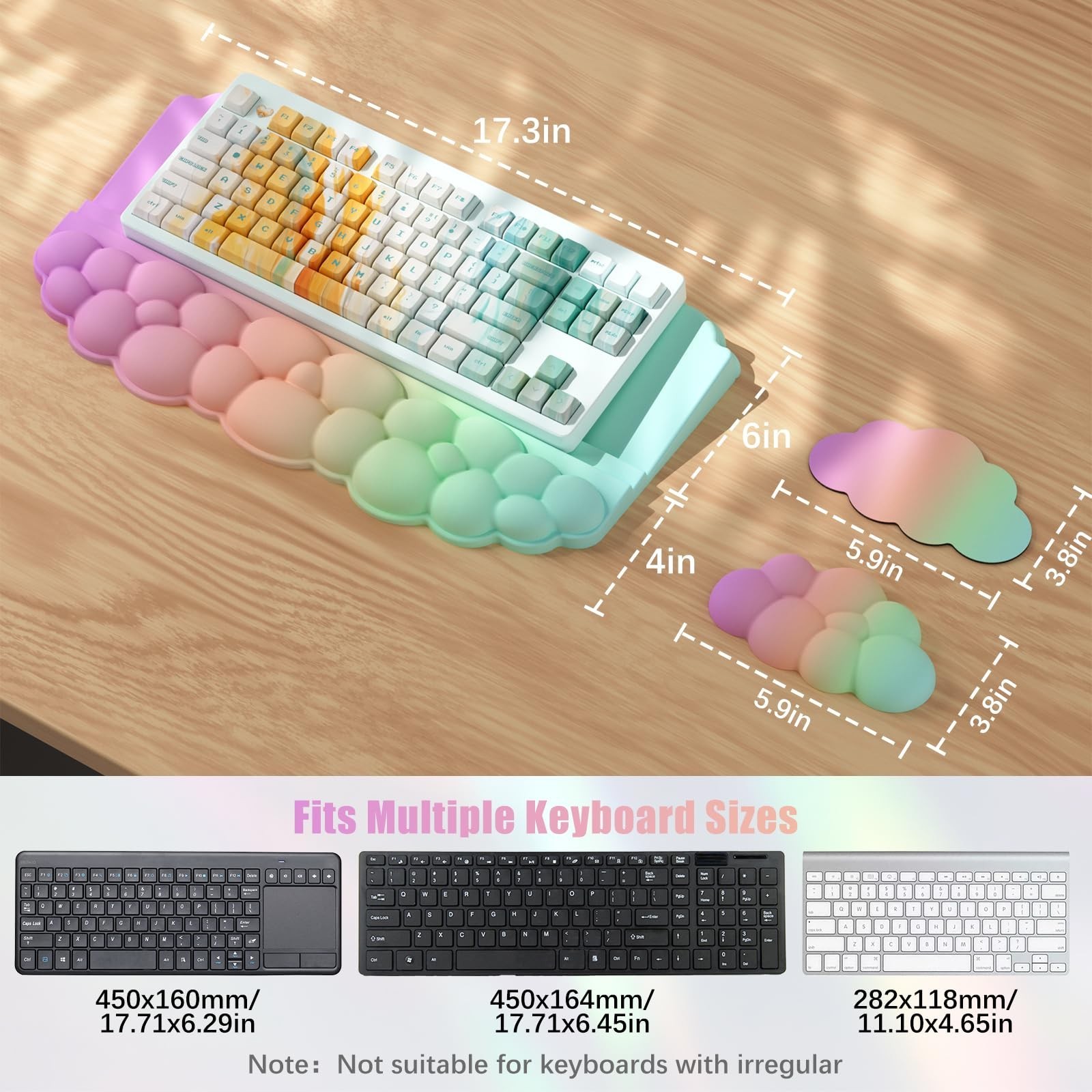 Ergonomic Wrist Rest for Keyboard, Soft Memory Foam Cloud Keyboard Stand Pad ...