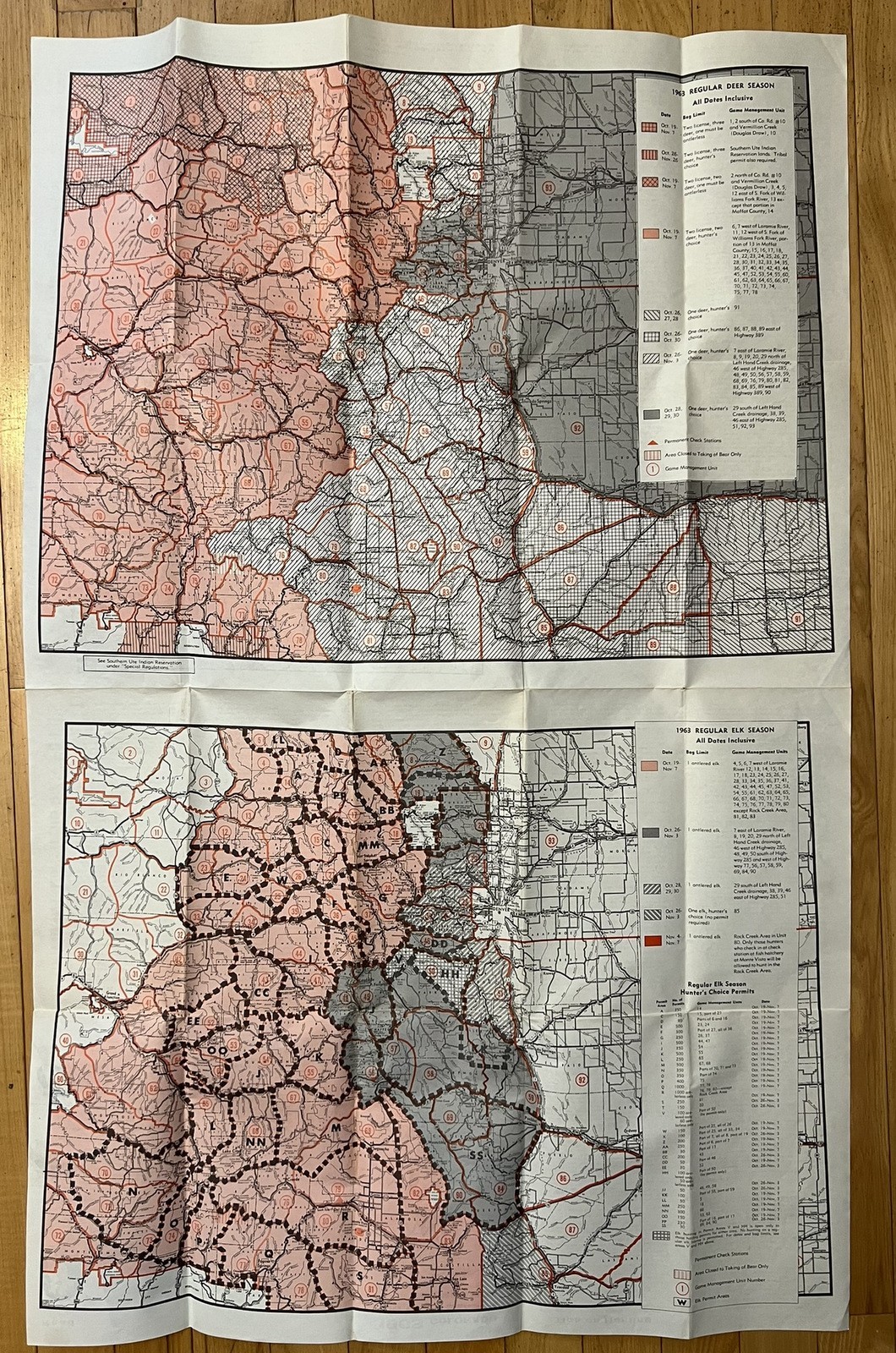 COLORADO 1963 BIG GAME HUNTING MAPS & REGULATIONS BOOKLET