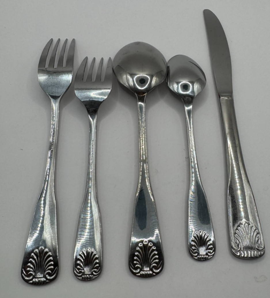 2-5 Piece Place Settings Shell Pattern Stainless Flatware