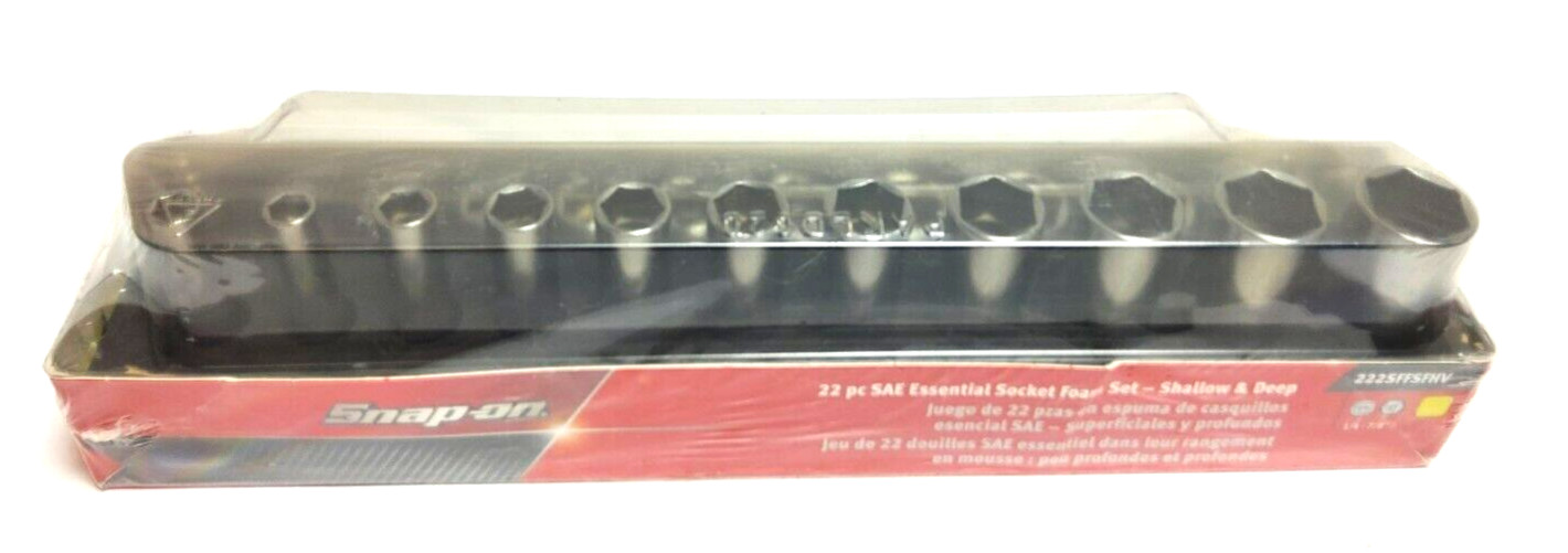 New Snap-on 3/8" drive 1/4" thru 7/8" 22pc 6-point Shallow Deep Socket 222SFFSHV