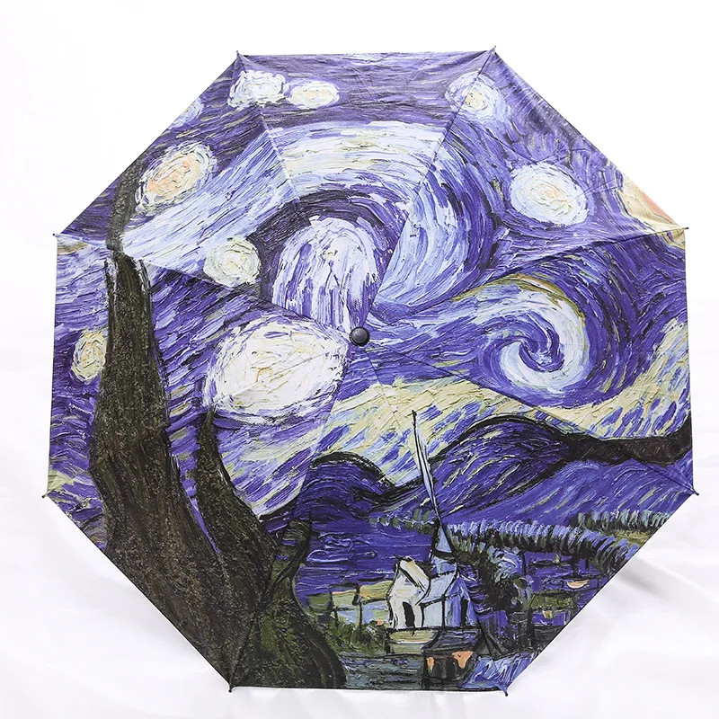 Famous Oil Painting Umbrella Sun And Rain Anti-uv Umbrella For Men