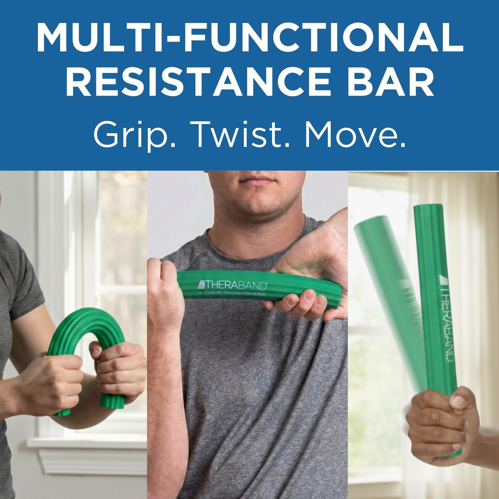 THERABAND FlexBar, Flex Bar, Physical Therapy, Tennis Medium, Green - Medium