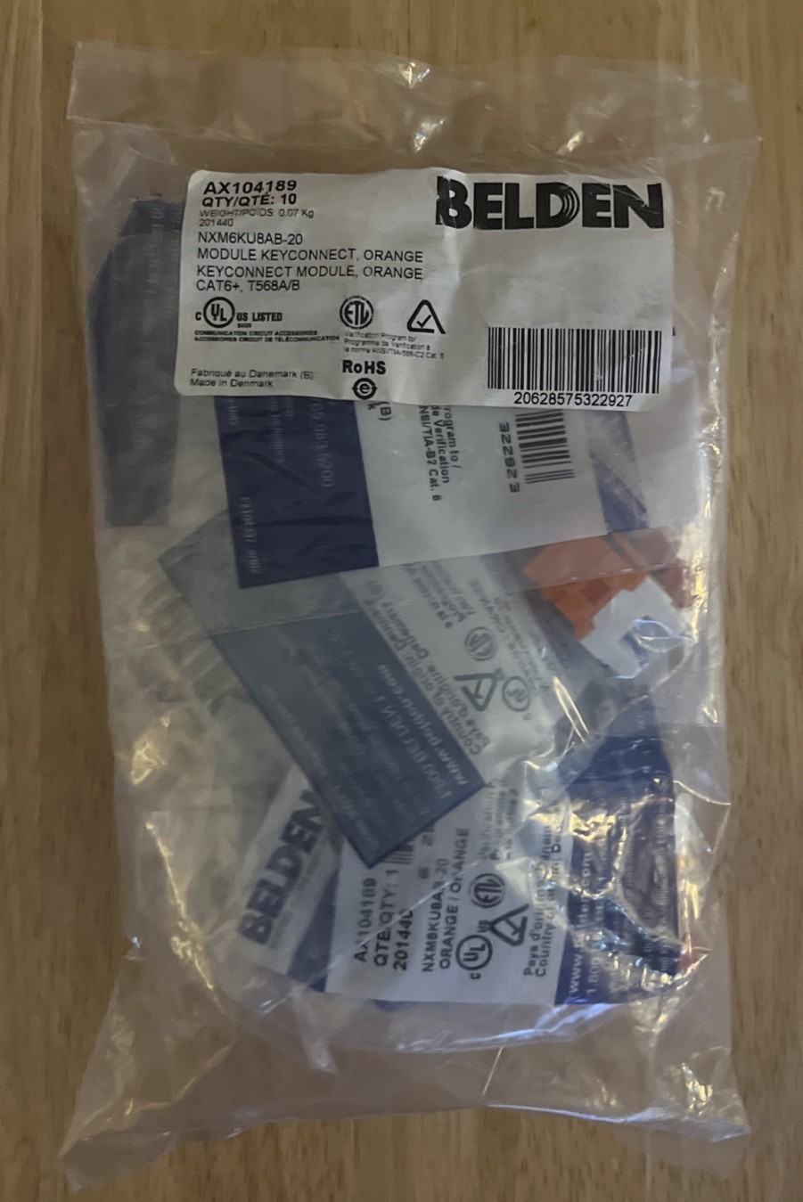 10 Pack - Belden AX104189 Category 6+ RJ45 KeyConnect Style Orange Modular Jacks