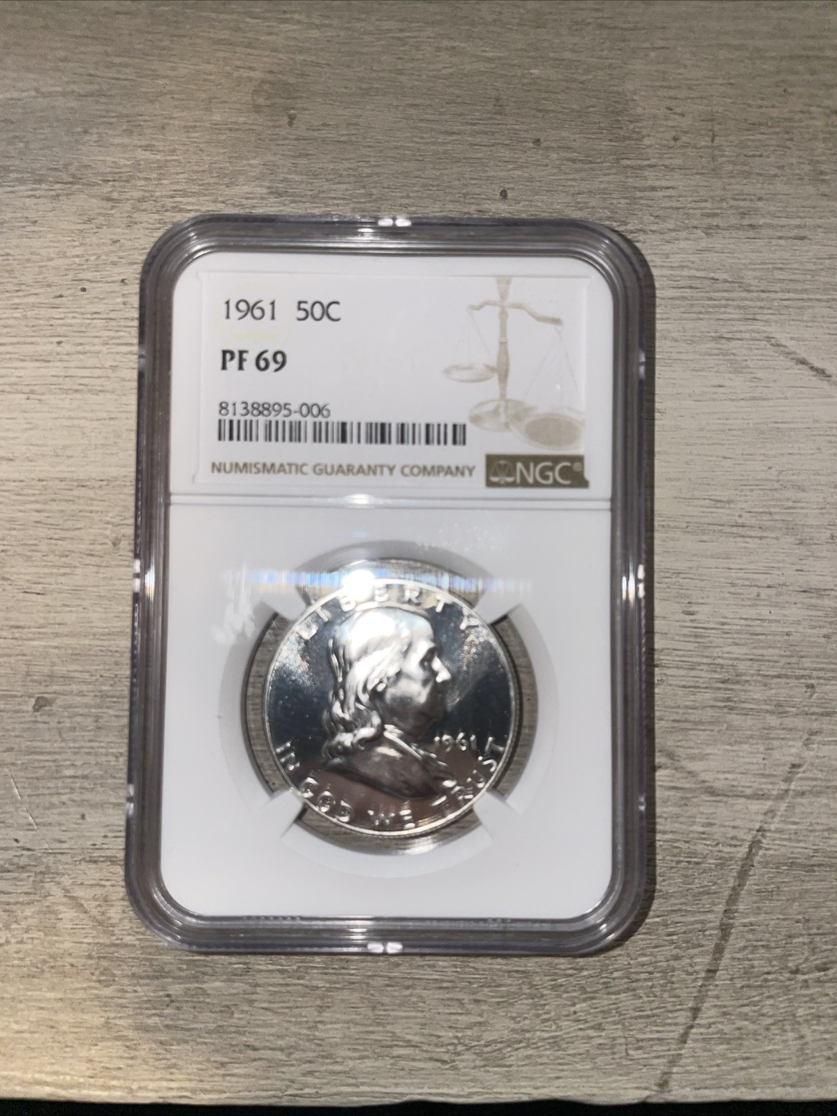 1961 Franklin Half Dollar Silver Proof NGC PF69 Bright White Coin Great Detail